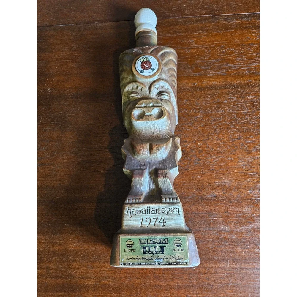 Jim Beam Decanter Hawaiian Open 1974 Tiki Golf United Air Lines Regal China